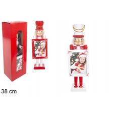  Schiaccianoci natalizio con cornice portafoto colori assortiti 38cm